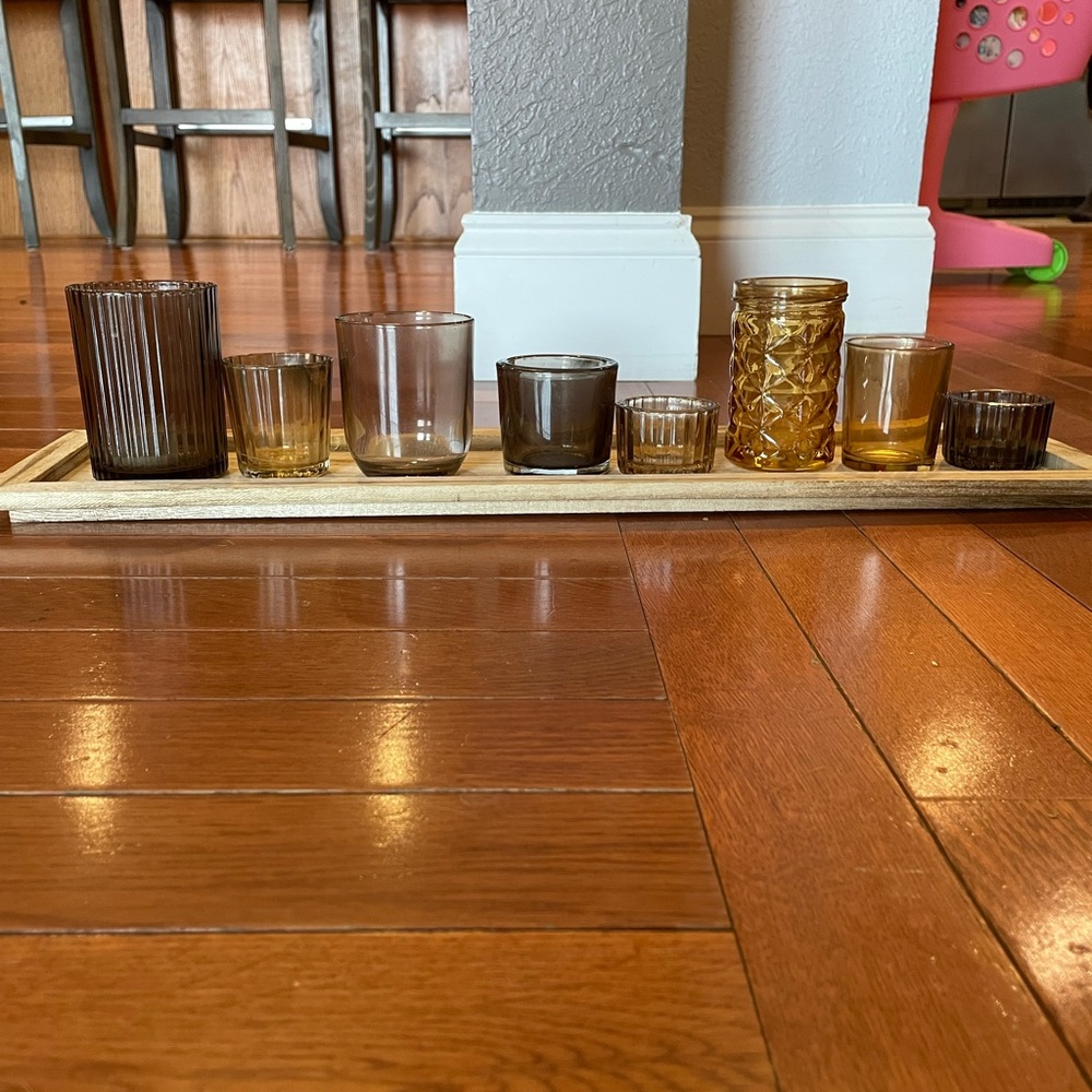 Fall Votive Candle Holder with gorgeous wood display board